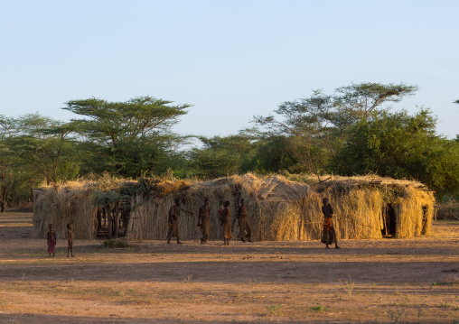 Circumcision house for the boys in dassanech tribe, Omo valley, Omorate, Ethiopia