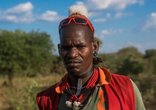 Hamer tribe man with clay bun on the head, Omo valley, Turmi, Ethiopia