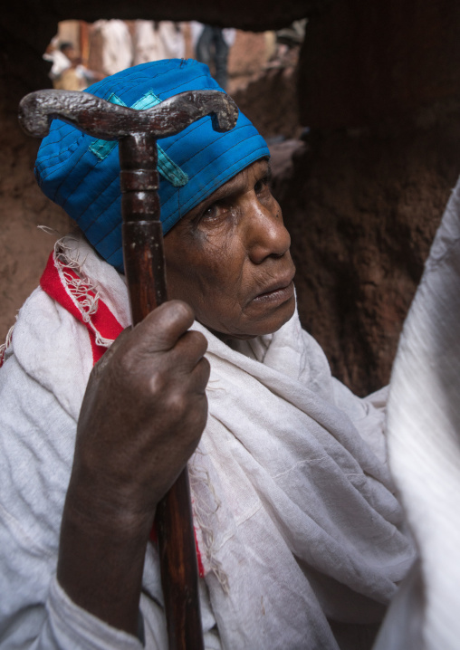 Monk woman during kidane mehret orthodox celebration, Amhara region, Lalibela, Ethiopia