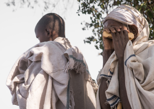 Pilgrims during kidane mehret orthodox celebration, Amhara region, Lalibela, Ethiopia