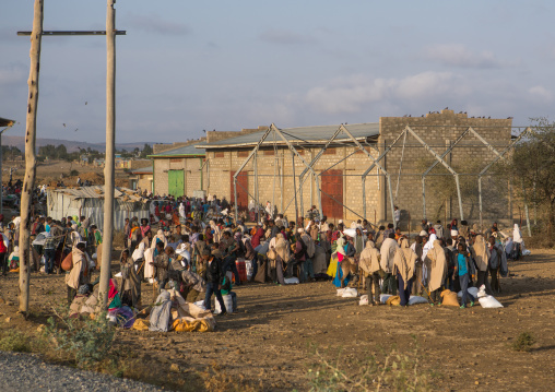 Ethiopian people wait at a food distribution centre, Semien wollo zone, Woldia, Ethiopia