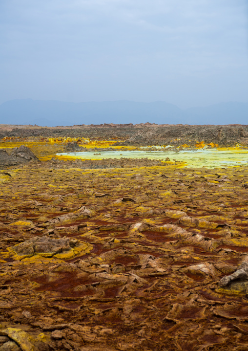The colorful volcanic landscape of dallol in the danakil depression, Afar region, Dallol, Ethiopia