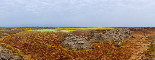 The colorful volcanic landscape of dallol in the danakil depression, Afar region, Dallol, Ethiopia