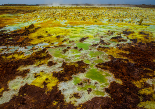 The colorful volcanic landscape of dallol in the danakil depression, Afar region, Dallol, Ethiopia