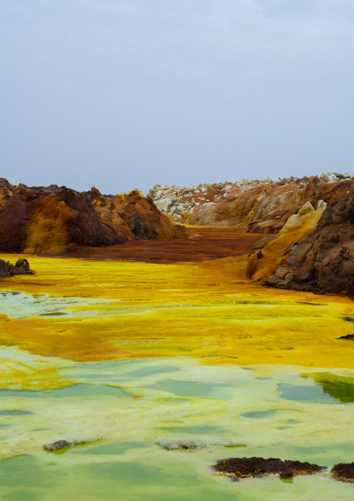 The colorful volcanic landscape of dallol in the danakil depression, Afar region, Dallol, Ethiopia