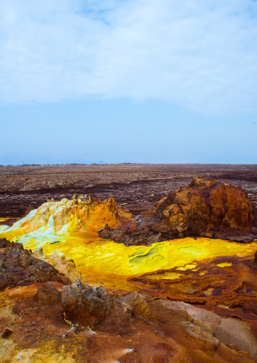 The colorful volcanic landscape of dallol in the danakil depression, Afar region, Dallol, Ethiopia