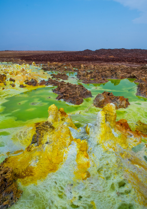 The colorful volcanic landscape of dallol in the danakil depression, Afar region, Dallol, Ethiopia