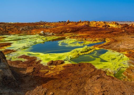 The colorful volcanic landscape of dallol in the danakil depression, Afar region, Dallol, Ethiopia