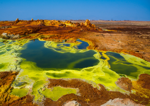 The colorful volcanic landscape of dallol in the danakil depression, Afar region, Dallol, Ethiopia