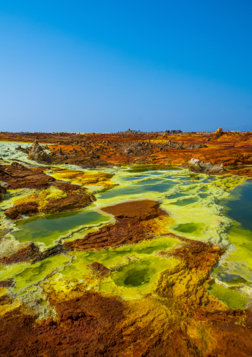 The colorful volcanic landscape of dallol in the danakil depression, Afar region, Dallol, Ethiopia