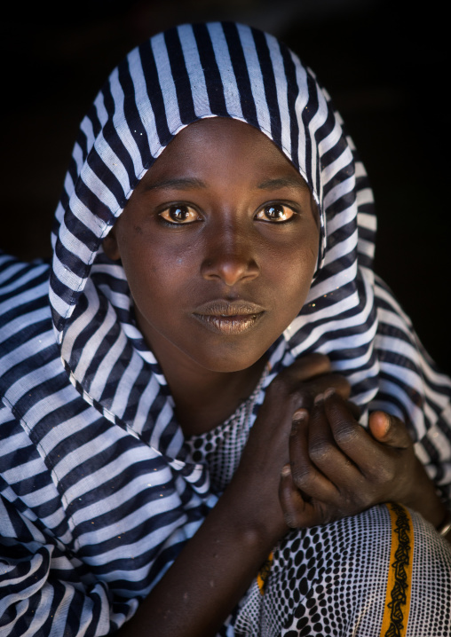 Portrait of an afar tribe teenage girl, Afar region, Afambo, Ethiopia