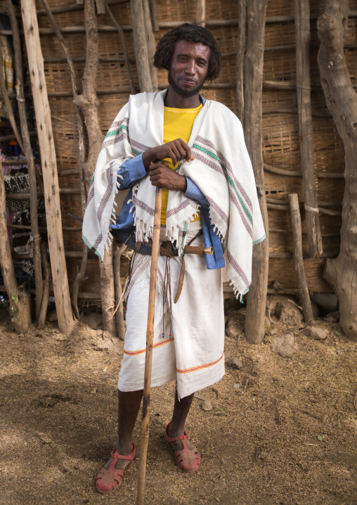 Proud karrayyu tribe man in traditional clothes, Oromia, Metehara, Ethiopia
