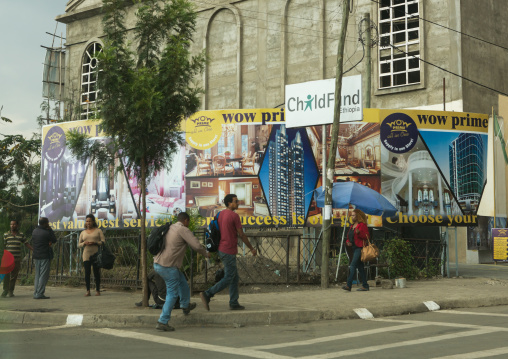 Real estate advertisement in the street, Addis abeba region, Addis ababa, Ethiopia