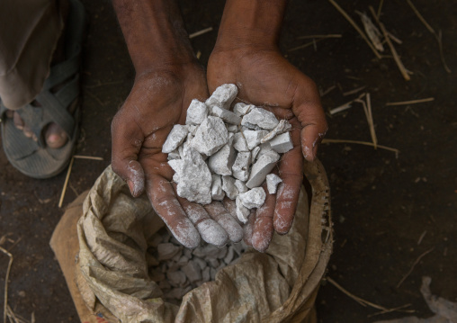 Ethiopia, Kembata, Alaba Kuito, natural white pigments used to paint the ethiopian traditional houses