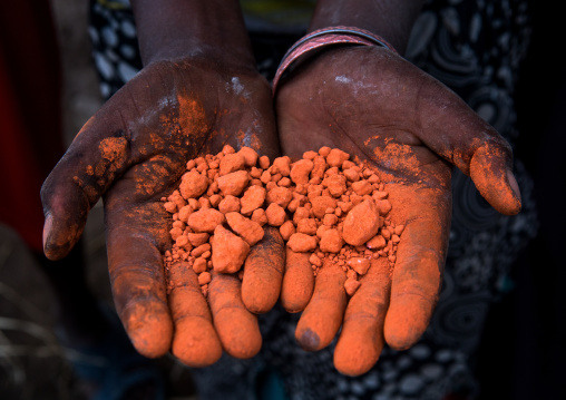 Ethiopia, Kembata, Alaba Kuito, natural ochre pigments used to paint the ethiopian traditional houses
