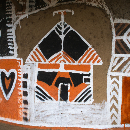 Ethiopia, Kembata, Alaba Kuito, detail of a painted house