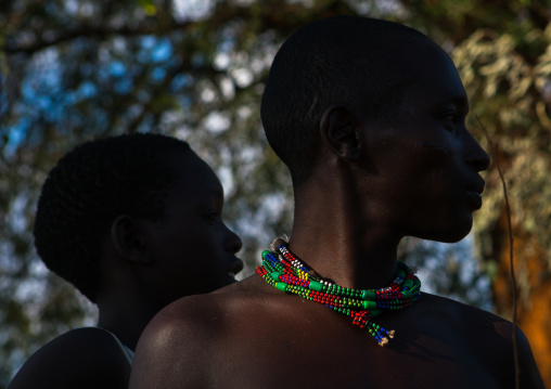 Hamer tribe whippers during a bull jumping ceremony, Omo valley, Turmi, Ethiopia