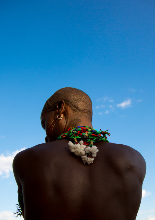Hamer tribe man attending a bull jumping ceremony, Omo valley, Turmi, Ethiopia