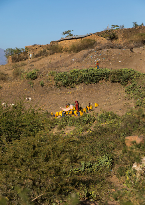Water well in a traditional Argoba stone houses village, Harari Region, Koremi, Ethiopia