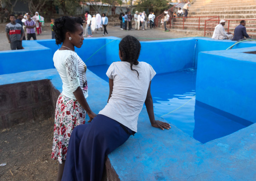 Ethiopian orthodox pilgrims in front of the pool at Timkat festival, Amhara region, Lalibela, Ethiopia
