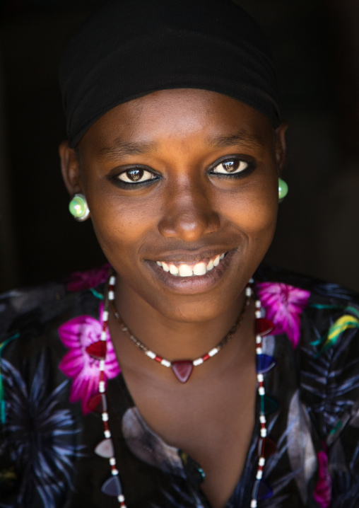 Portrait of an Oromo woman with kohl on her eyes, Amhara region, Kemise, Ethiopia