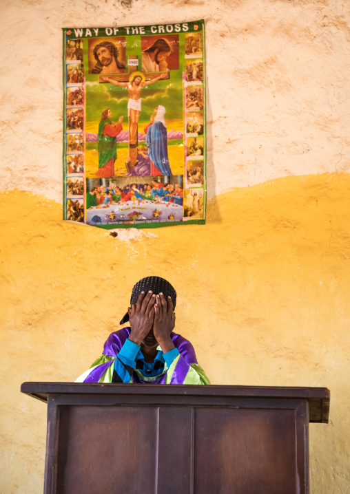 Borana pastor woman during sunday church service, Oromia, Yabelo, Ethiopia