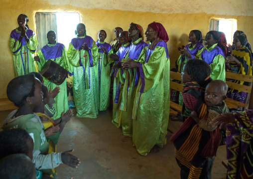 Borana women during sunday church service, Oromia, Yabelo, Ethiopia