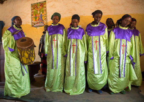 Borana women during sunday church service, Oromia, Yabelo, Ethiopia