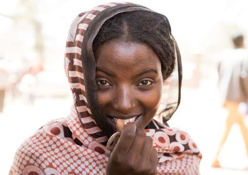 Portrait of a smiling Borana tribe young woman, Oromia, Yabelo, Ethiopia