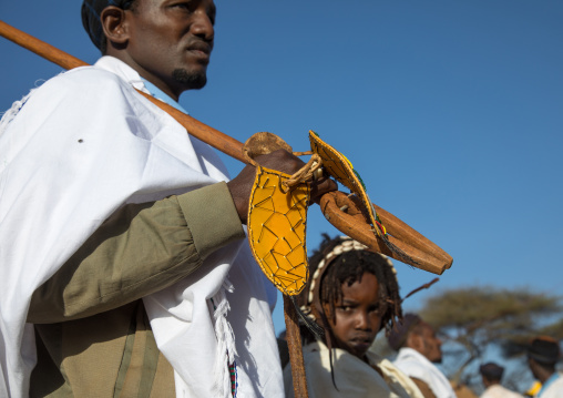 Borana tribe man with his ororo stick during the Gada system ceremony, Oromia, Yabelo, Ethiopia