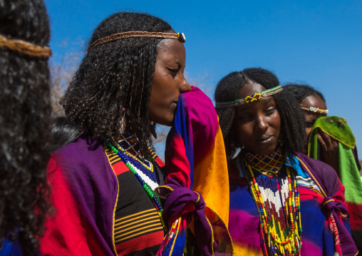 Borana tribe virgin girls during the Gada system ceremony, Oromia, Yabelo, Ethiopia