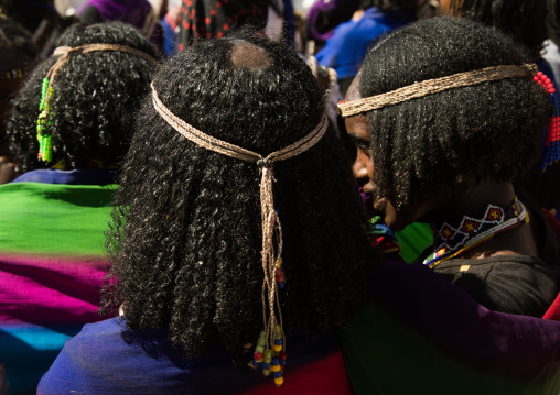 Tonsure that indicates the Borana tribe girl is virgin during the Gada system ceremony, Oromia, Yabelo, Ethiopia