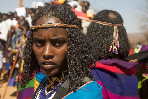 Borana tribe virgin girls during the Gada system ceremony, Oromia, Yabelo, Ethiopia