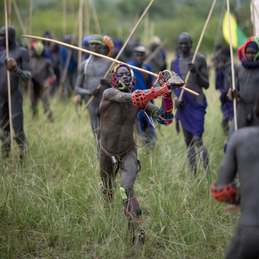 Donga Stick Fighting Ritual, Surma Tribe, Omo Valley, Ethiopia