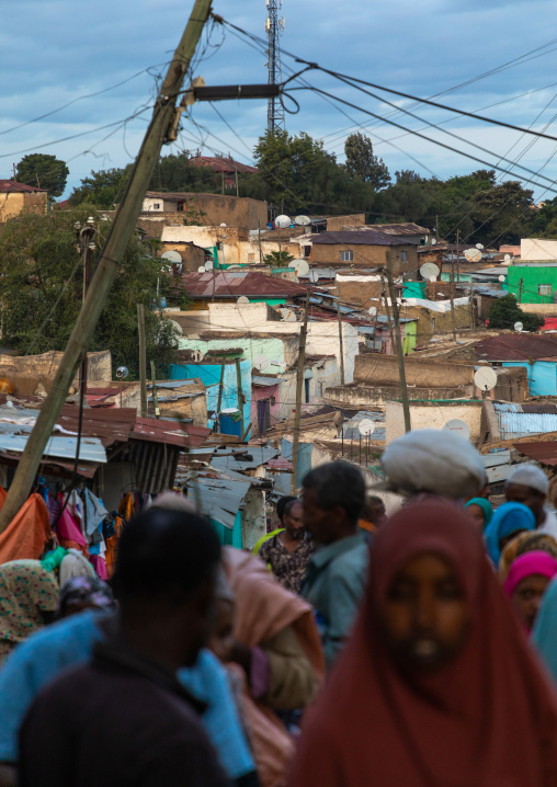Crowded street in the old town, Harari region, Harar, Ethiopia