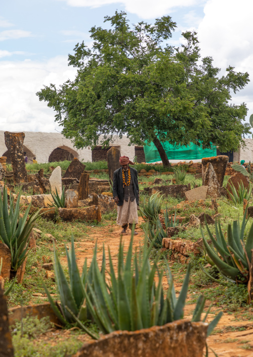 Oromo man in the cemetery of the shrine of sufi Sheikh Hussein , Oromia, Sheik Hussein, Ethiopia