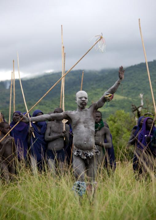 Donga stick fighting in Suri tribe, Tulgit, Omo valley, Ethiopia