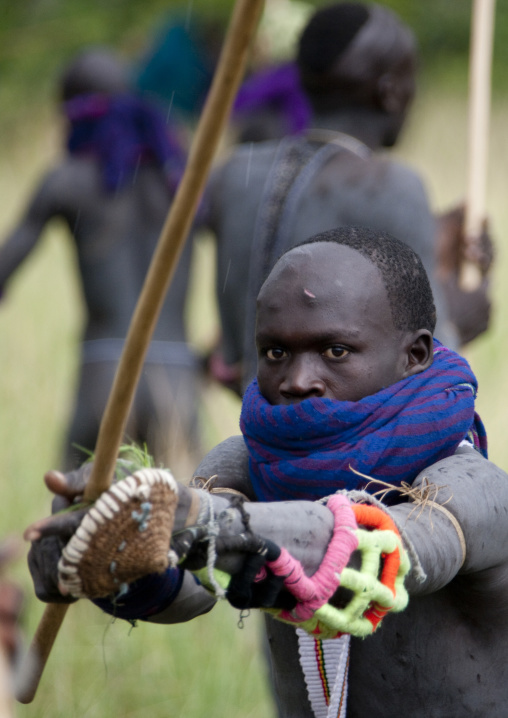 Donga stick fighting in Suri tribe, Tulgit, Omo valley, Ethiopia