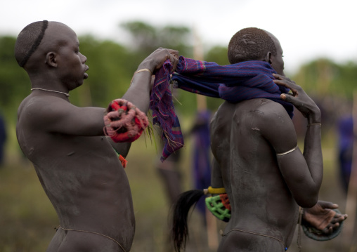 Donga stick fighting in Suri tribe, Tulgit, Omo valley, Ethiopia