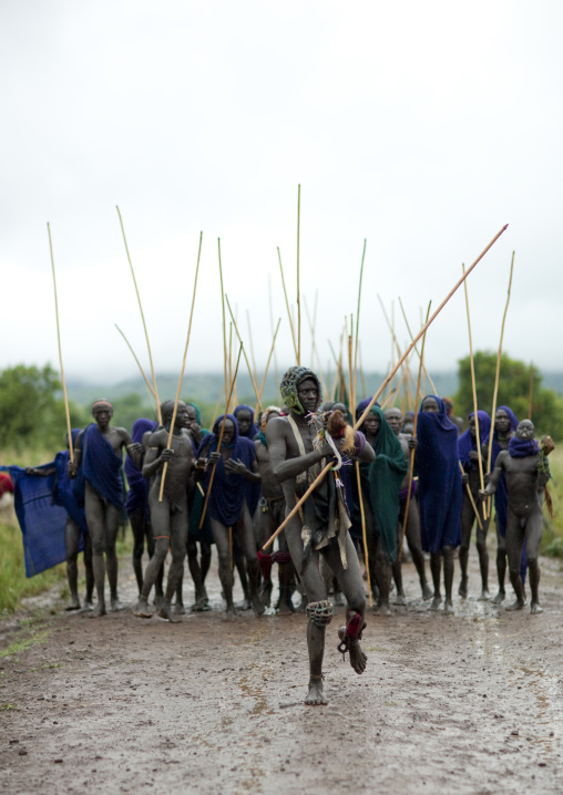 Donga stick fighting in Suri tribe, Tulgit, Omo valley, Ethiopia