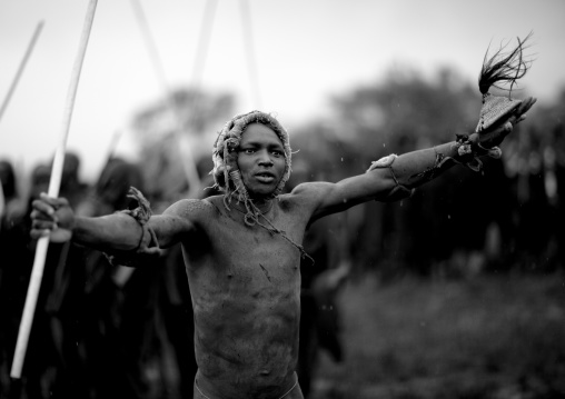 Donga stick fighting in Suri tribe, Tulgit, Omo valley, Ethiopia