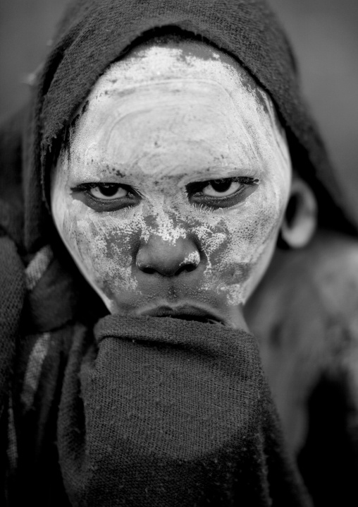 Young Surma Woman Hiding Her Lip Plate Under Her Veil, Ethiopia