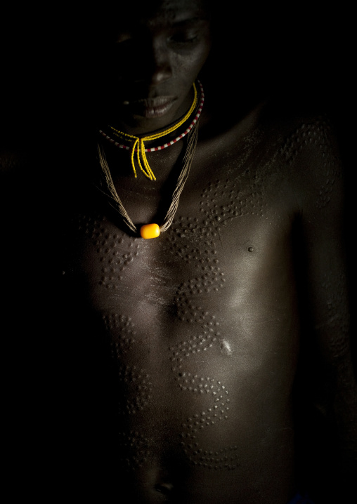 Suri Man With Decorative Scarifications, Turgit Village, Omo Valley, Ethiopia
