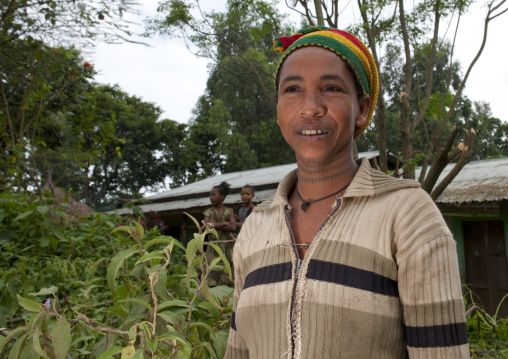 Woman with tattoos on the neck, Ethiopia
