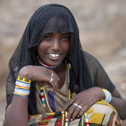 Miss Beride Wearing A Veil, Karrayyu Tribe, Ethiopia