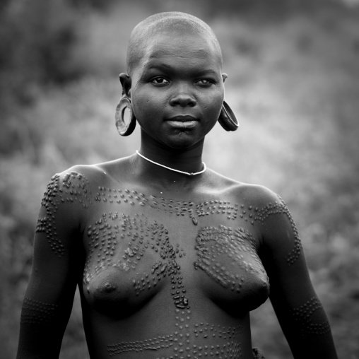 Surma Girl With Scars, Turgit Village, Omo Valley, Ethiopia