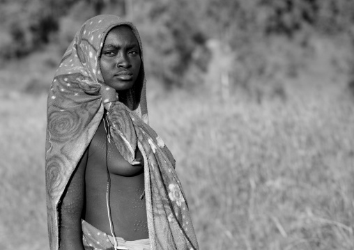Veiled Surma Teenager, Turgit Village, Omo Valley, Ethiopia