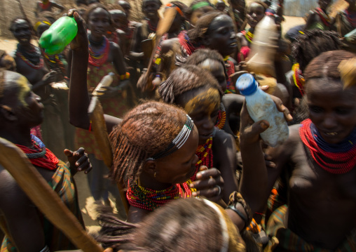 Women dancing during the proud ox ceremony in the Dassanech tribe, Turkana County, Omorate, Ethiopia