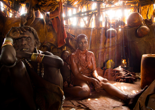 Uta woman from the Hamer tribe with her mother-in-law, Omo valley, Turmi, Ethiopia