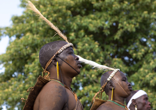 Bodi tribe fat man during Kael ceremony, Omo valley, Hana Mursi, Ethiopia